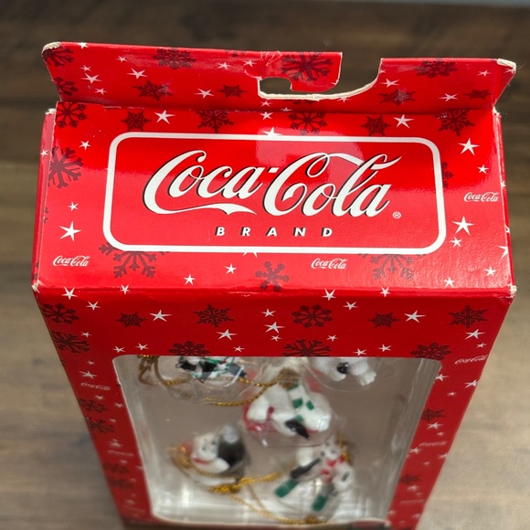 NIB Vintage COCA COLA Trim A Tree Collection Set 5 POLAR BEAR Mini Ornaments NEW - Picture 2 of 15